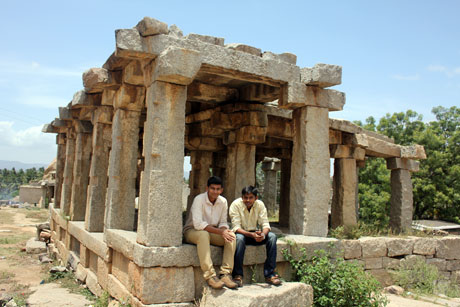 Aswin and Me. At Hampi. One of our last shots with the tripod. Because apparently shooting with a "tripod" needs a permit. Stupid rules.